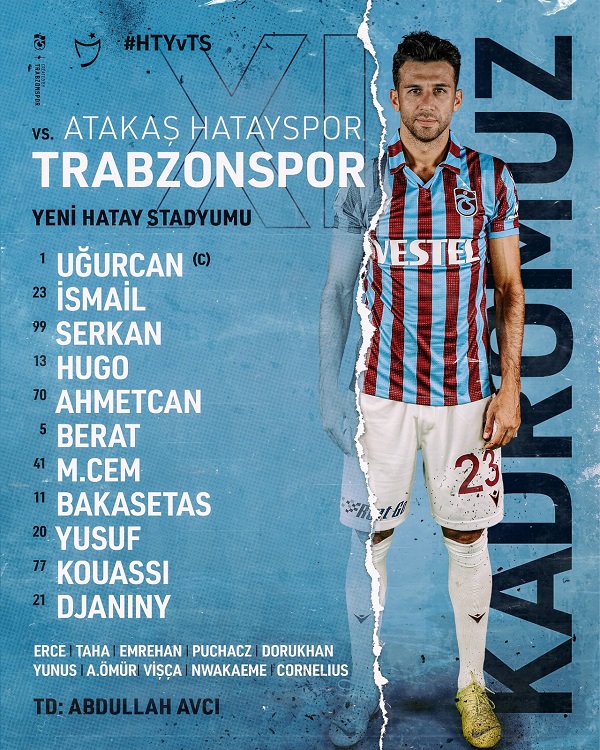 Trabzonspor'un Hatayspor maçı ilk 11'i açıklandı