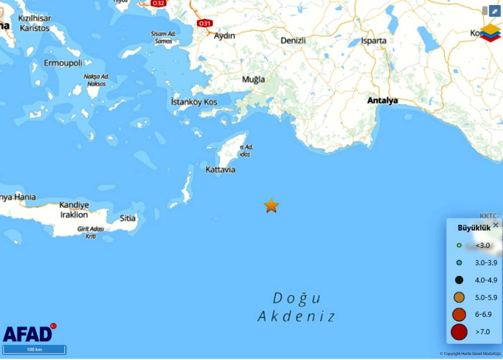 Akdeniz’de 4,7’lik deprem