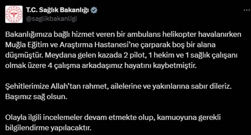 Muğla'da hastaneye çarpan helikopter düştü; 4 ölü (2)