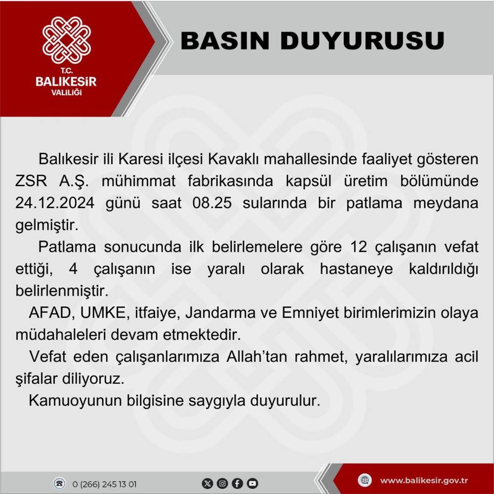 Balıkesir'de mühimmat fabrikasında patlama; 12 ölü, 4 yaralı (5)