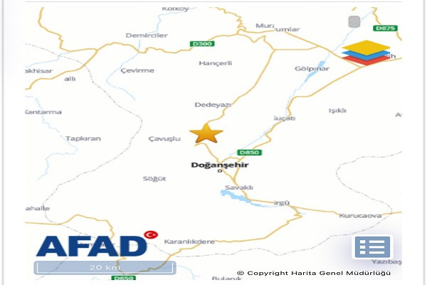 Malatya'da 4.6 büyüklüğünde deprem